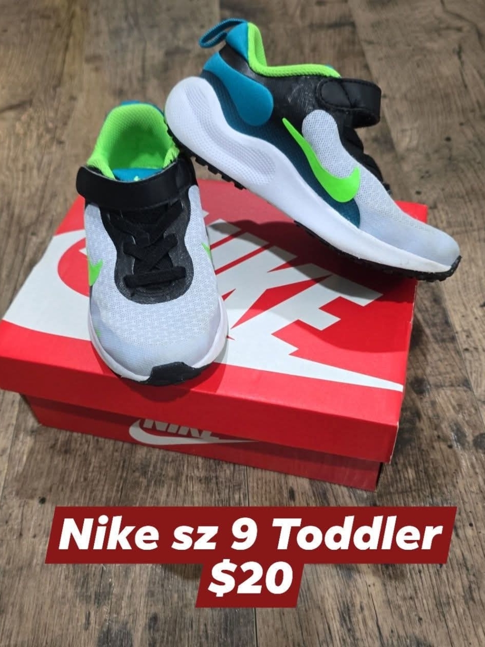 Nike Toddlers' Athletic Sneakers in White, Black & Neon Green